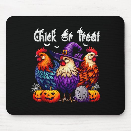 Chick Or Treat Funny Halloween Witch Soky Cute Chi Muismat (Voorkant)