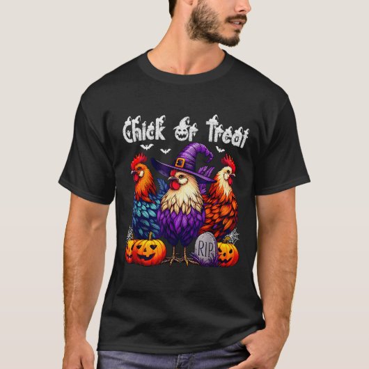 Chick Or Treat Funny Halloween Witch Soky Cute Chi T-shirt (Voorkant)