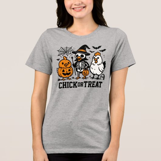 Chick or Treat Funny HalloweenT-Shirt Tri-Blend Shirt (Voorkant)
