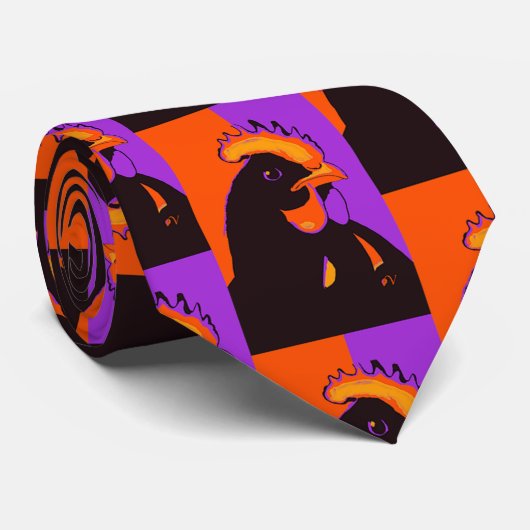 Chick or Treat Halloween Pop Art Chicken Neck Tie Stropdas (Opgerold)