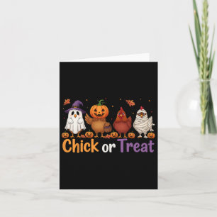Chick or Treat Halloween Witch Spooky Chicken Boer Kaart