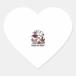 Chick Or Treat Haloween Kippen Heks Geest Pomp Hart Sticker