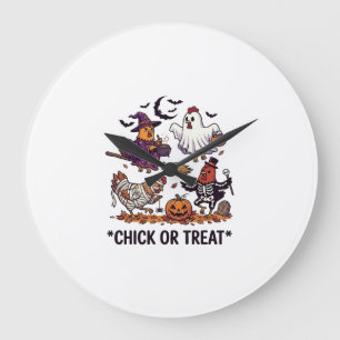 Chick Or Treat Haloween Kippen Heks Geest Pompoen Grote Klok
