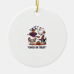 Chick Or Treat Haloween Kippen Heks Geest Pompoen Keramisch Ornament