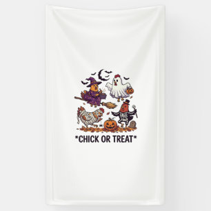 Chick Or Treat Haloween Kippen Heks Geest Pompoen Spandoek