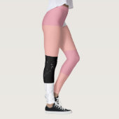 Chick oranje roze zwart marmer kleurenblok leggings (Rechts)