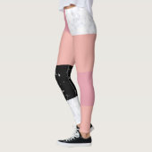 Chick oranje roze zwart marmer kleurenblok leggings (Links)