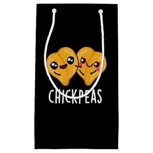 Chick Peas Funny Food Pun Dark BG Klein Cadeauzakje (Voorkant)
