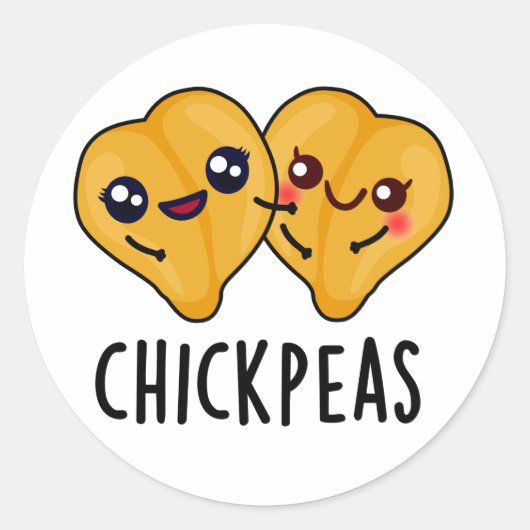 Chick Peas Funny Food Pun Ronde Sticker (Voorkant)