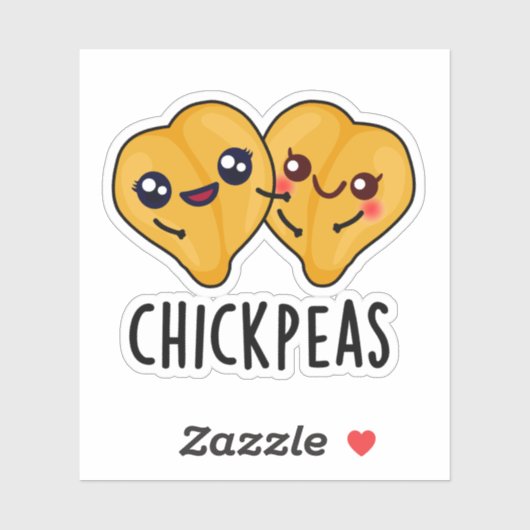 Chick Peas Funny Food Pun Sticker (Vel)