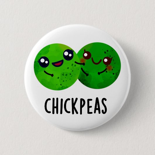 Chick Peas Funny Girl Pea Pun Ronde Button 5,7 Cm (Voorkant)
