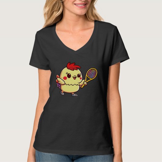 Chick Playing Tennis Tennis Easter T-shirt (Voorkant)