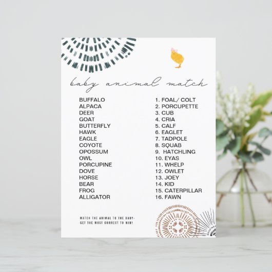 Chick roze Baby shower Animal Match Game (Staand voorkant)