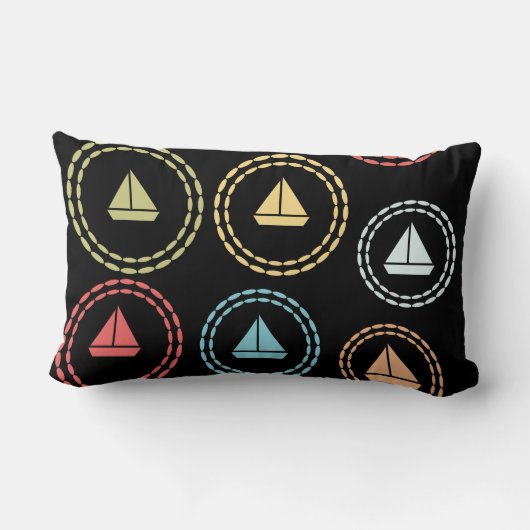 Chick Sailor Fun Sail Boat Pattern Monogram Kussen (Achterkant)