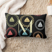 Chick Sailor Fun Sail Boat Pattern Monogram Kussen (Deken)