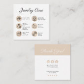 Chick Sieraden Care Instructies Business Bedankt Informatiekaartje (Voorkant / Achterkant)