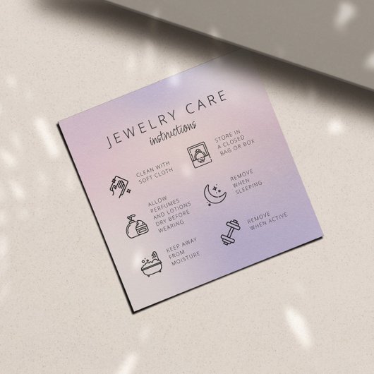 Chick Sieraden Care Instructies Business Bedankt Informatiekaartje