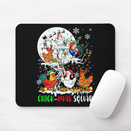 Chick Squad Xmas Group Santa Elf Chickens On Tree  Muismat (Met muis)