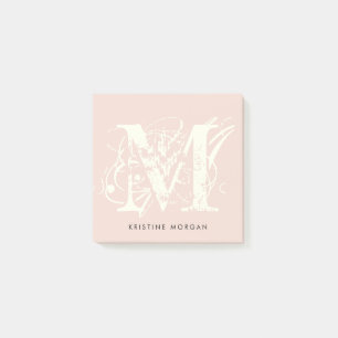 Chick typografie bleke roze monogram naam post-it® notes