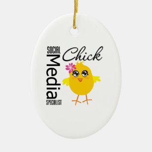 Chick voor specialist in sociale media keramisch ornament