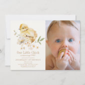 Chick Waterverf Bloemen Meisje 1e Verjaardag Foto Kaart (Voorkant)