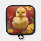 Chick With Flowers Pot Holder Pannenlap (Voorkant)