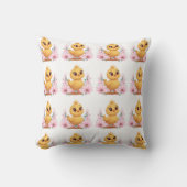 Chick with Flowers Throw Pillow Kussen (Voorkant)