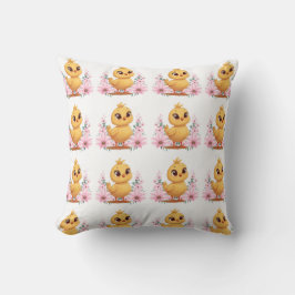 Chick with Flowers Throw Pillow Kussen