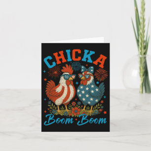 Chicka Boom Boom Funny Patriotic Chicken 4th of Ju Kaart