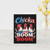 Chicka Boom Boom Funny Patriotic Chicken 4th of Ju Kaart (Gele Bloem)