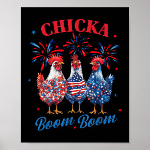 Chicka Boom Boom Grappige Patriotische Kip 4 juli Poster