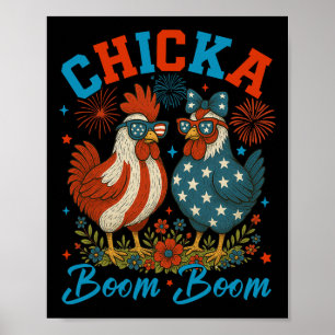 Chicka Boom Boom Grappige Patriotische Kip 4 juli Poster