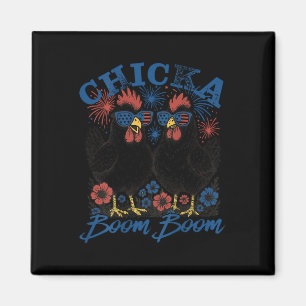 Chicka Boom Boom Patriotic Chicken 4 juli Verenigd Magneet