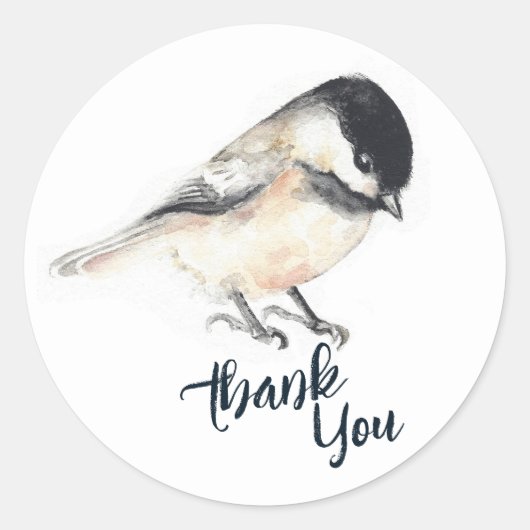 Chickade dank je ronde sticker (Voorkant)