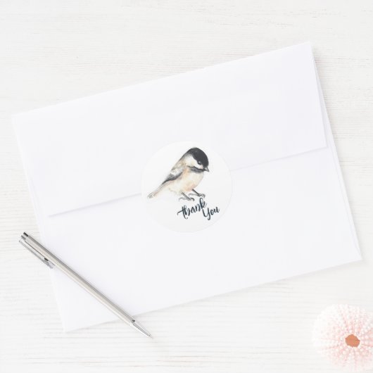 Chickade dank je ronde sticker (Envelop)