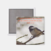 Chickade op een Twig Magneet (Voorkant / Achterkant)