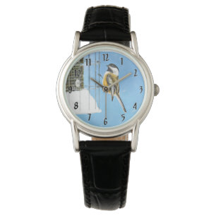 Chickade op Feeder - Originele Wild Bird Art Horloge