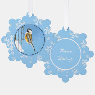 Chickade op Feeder - Originele Wild Bird Art Ornament Kaart