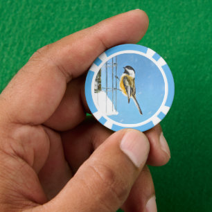 Chickade op Feeder - Originele Wild Bird Art Poker Chips