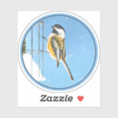Chickade op Feeder - Originele Wild Bird Art Sticker (Vel)