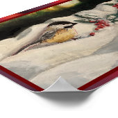 Chickadee and Mistletoe on Christmas Winter Snow P Poster (Hoek)