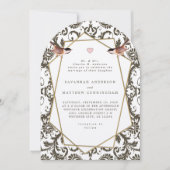 Chickadee Art Deco Playbill Weddenschap Kaart (Voorkant)