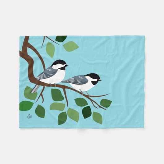 Chickadee Art Fleece Deken (Voorkant (Horizontaal))