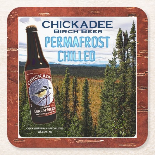 Chickadee Birch Beer Kartonnen Onderzetters (Voorkant)
