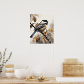 Chickadee Bird Art Print Poster (Keuken)