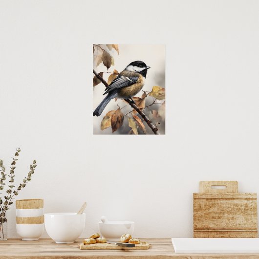 Chickadee Bird Art Print Poster (Keuken)