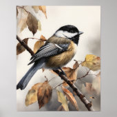 Chickadee Bird Art Print Poster (Voorkant)
