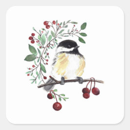Chickadee Bird Art Vierkante Sticker