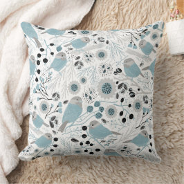 Chickadee Bird Blue Gray Pattern Kussen