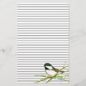 Chickadee Bird Catkins Willow Branches led Briefpapier (Voorkant)